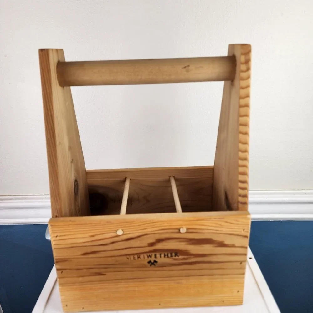 Meriwether Wood Beer Carrier Six Pack Case with Bottle Opener
